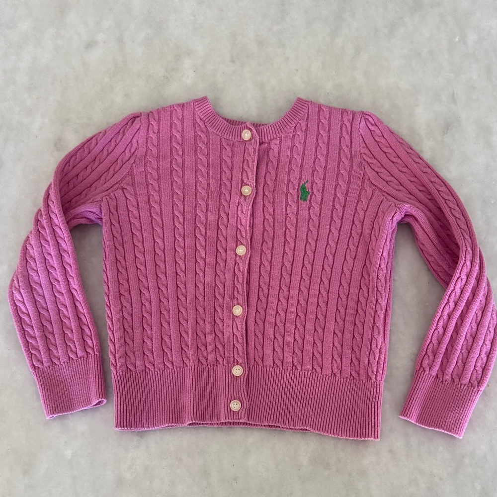 Ralph Lauren Fuchsia Cable Knit Cardigan